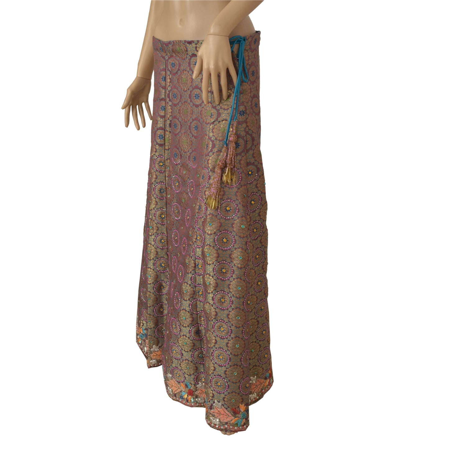 Sanskriti Vintage Purple Long Lehenga Artificial Silk Hand Bead Zardozi Stitched