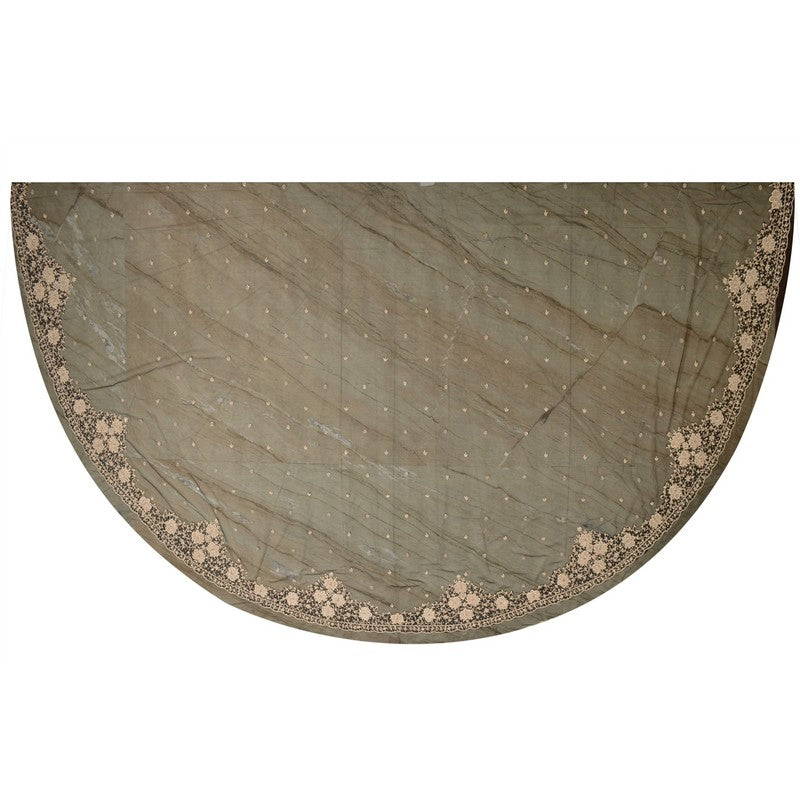 Sanskriti Vintage Black Long Lehenga Net Mesh Hand Embroidered Zardozi Unstitch