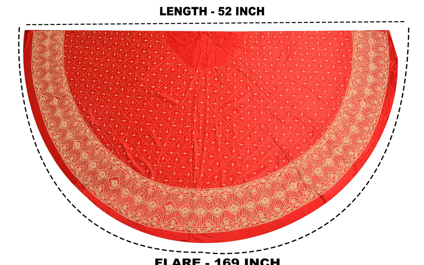 Sanskriti Vintage Red Long Unstitched Lehenga Pure Silk Hand Embroidered Zardozi