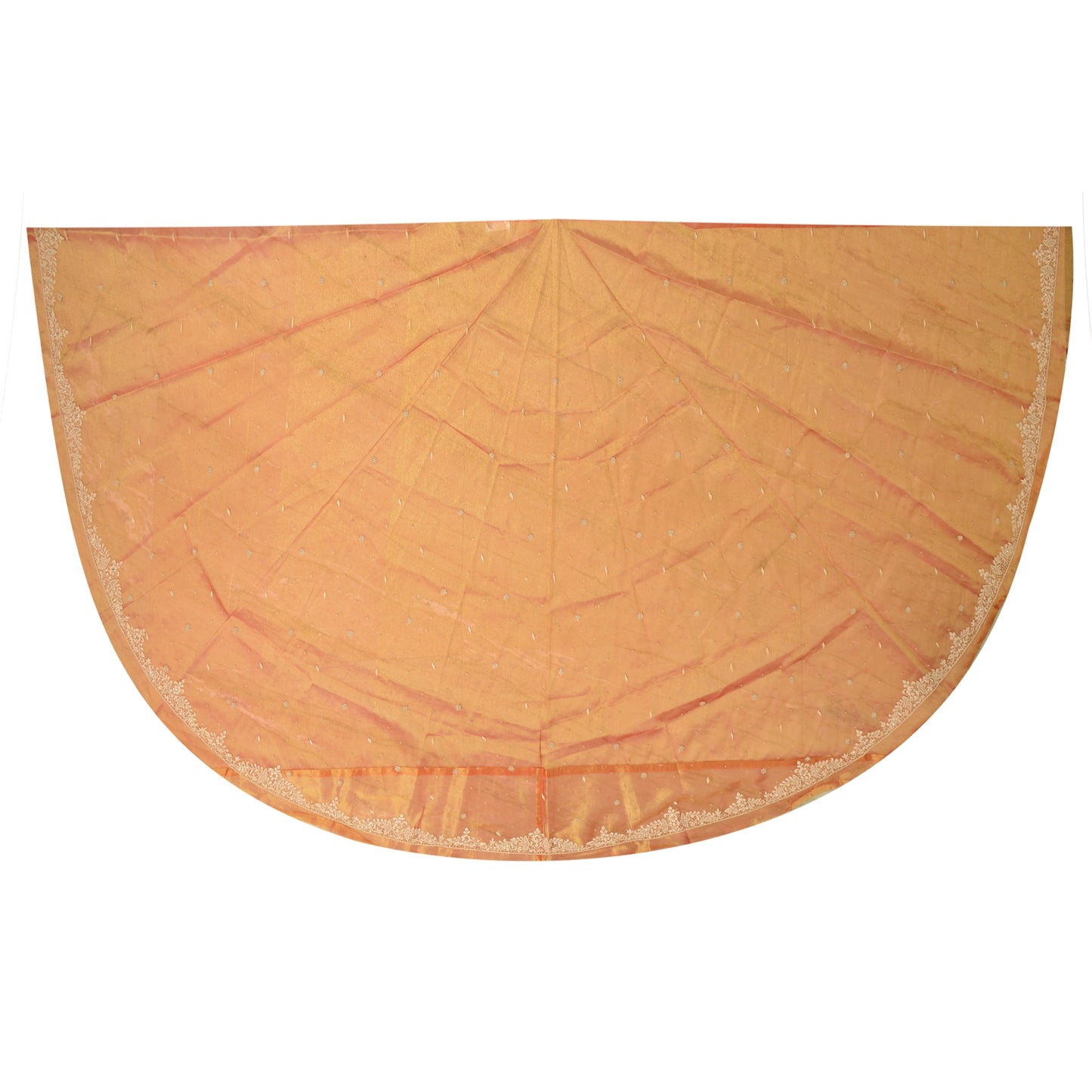 Sanskriti Vintage Long Unstitched Orange Lehenga Pure Tissue Silk Hand Embroidered