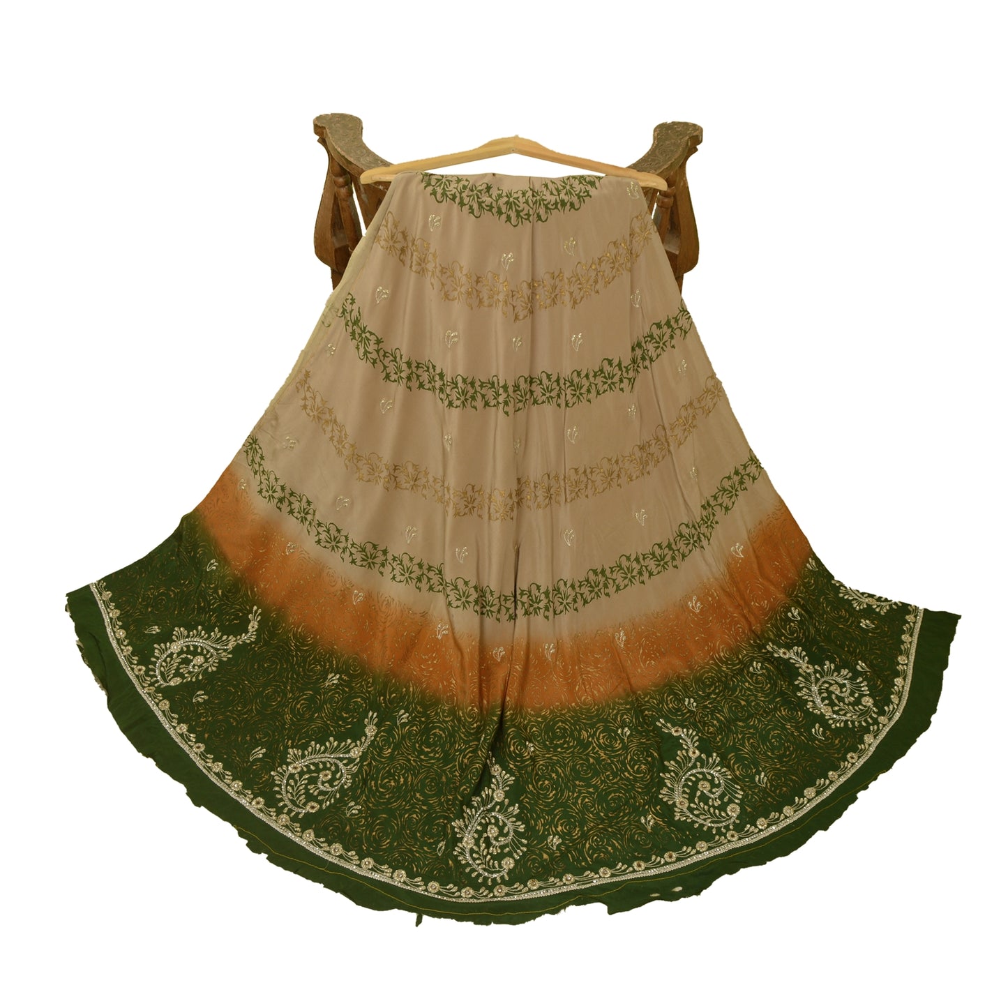 Sanskriti Vintage Long Unstitched Lehenga Pure Silk Hand Embroidery Zari Painted