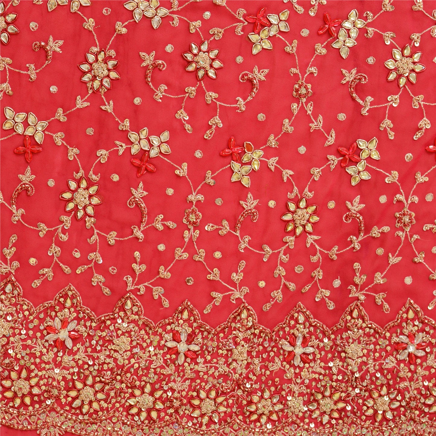 Sanskriti Vintage Pink Georgette Unstitch Lehenga Hand Embroidery Zardozi Stones