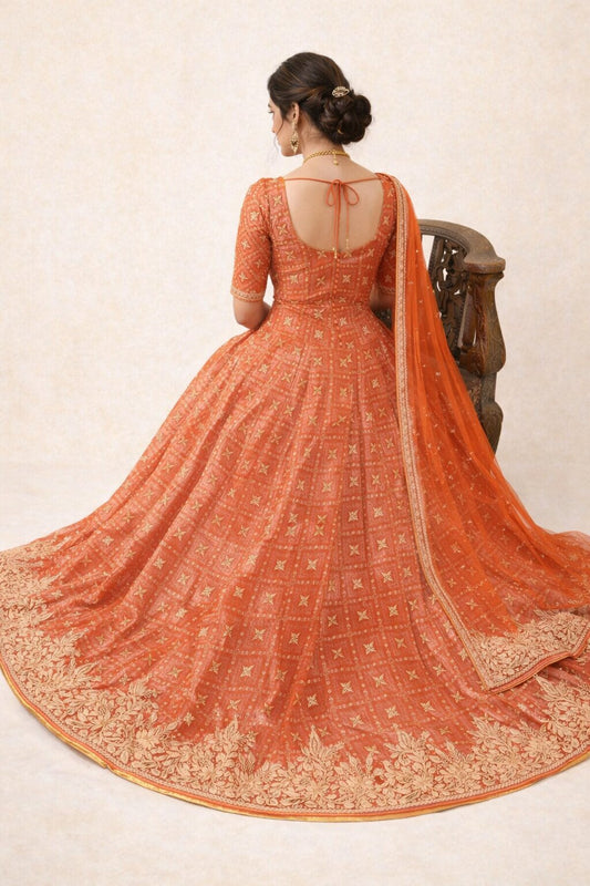 Sanskriti Vintage Peach Art Silk Stitched Lehenga Hand Embroidered Zardozi Zari