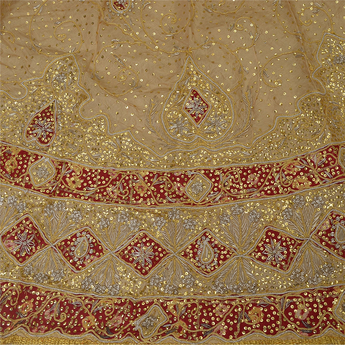 Sanskriti Vintage Golden Pure Silk Stitched Lehenga Hand Embroidered Zardozi
