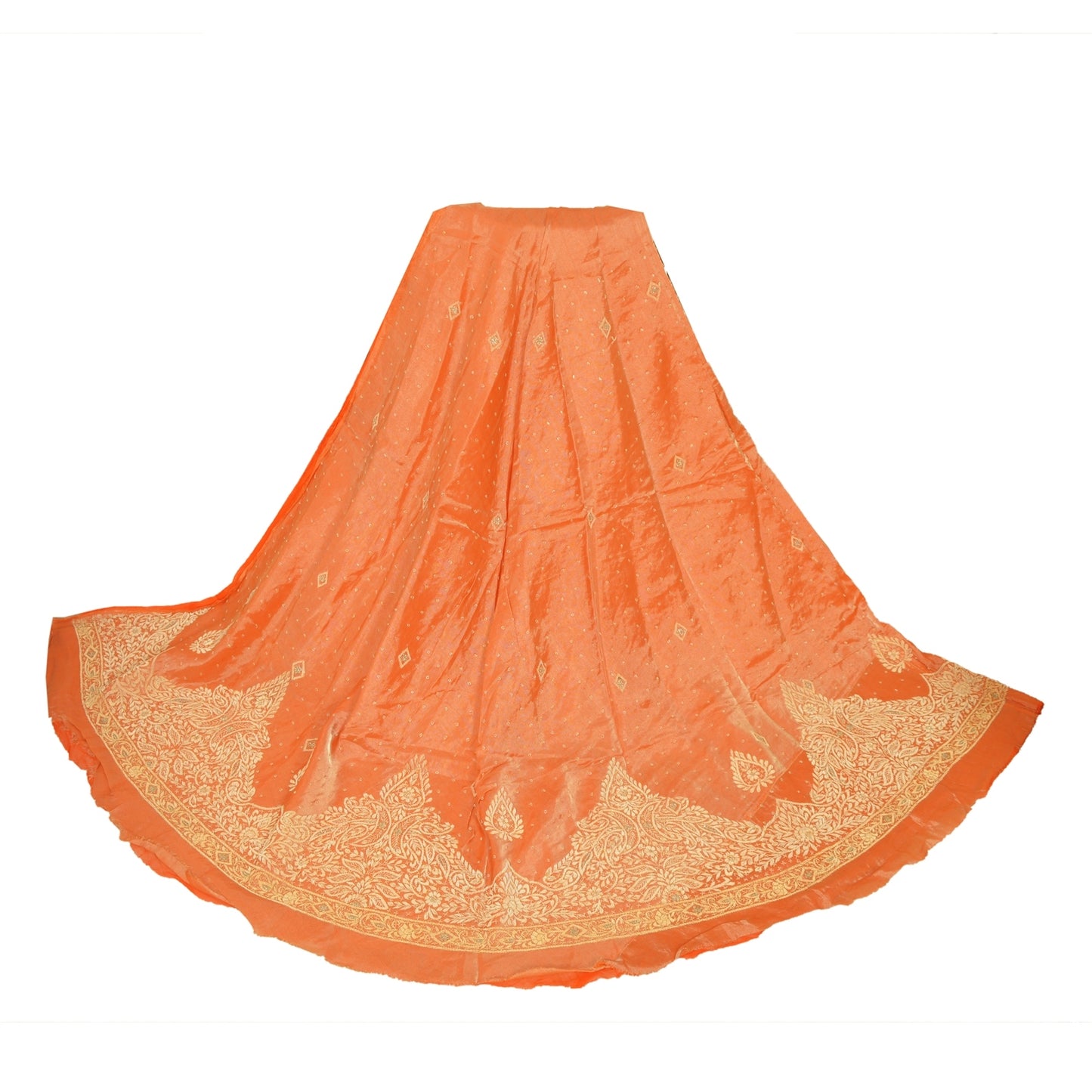 Sanskriti Vintage Peach Pure Silk Unstitched Lehenga Hand Embroidered Zardozi