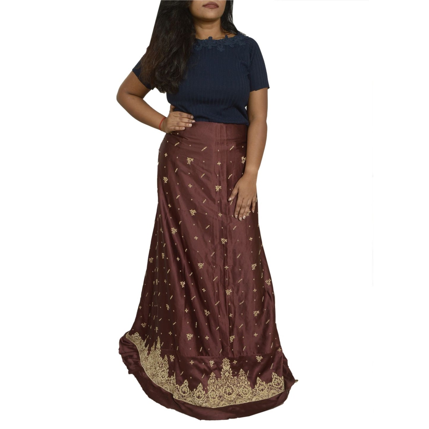 Sanskriti Vintage Maroon Art Silk Unstitched Lehenga Hand Embroidered Zardozi