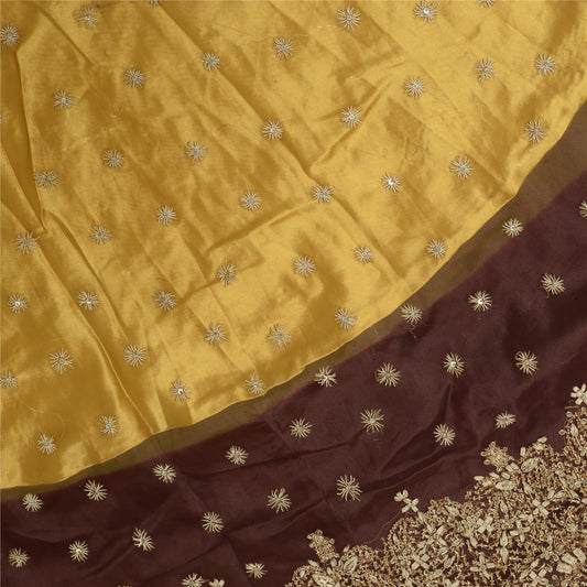 Sanskriti Vintage Golden Net Stitched Lehenga Wedding Hand Embroidery Zardozi