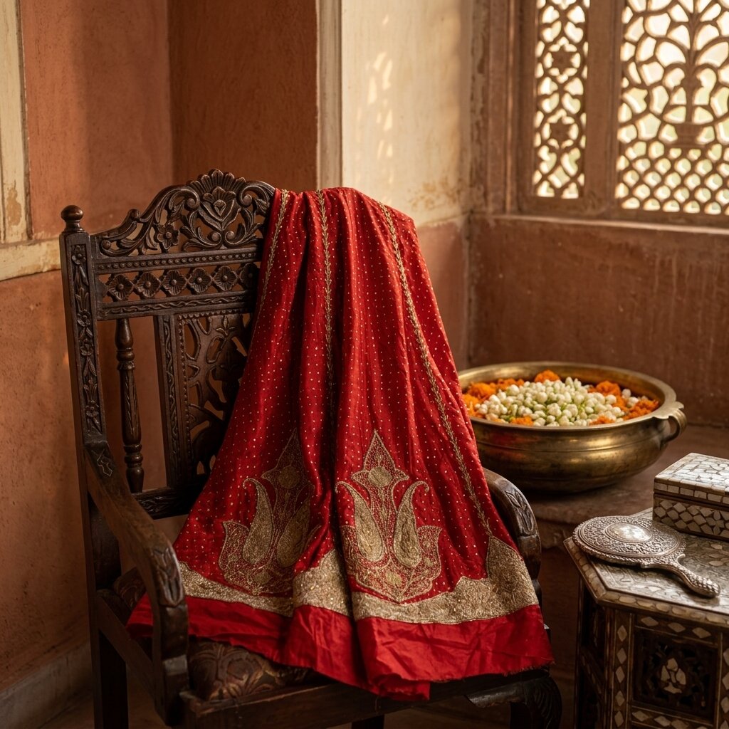 Sanskriti New Red Pure Silk Unstitched Lehenga Hand Embroidered Zardozi Wedding