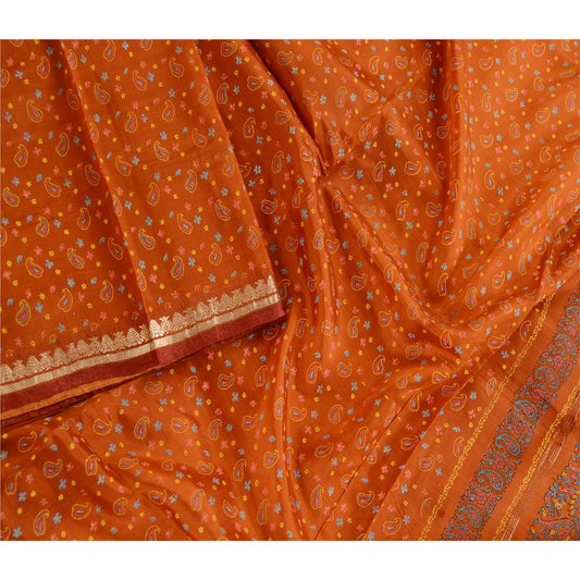 Sanskriti Vintage Saree Assorted Fabric 100% Pure Silk Floral Printed Decor