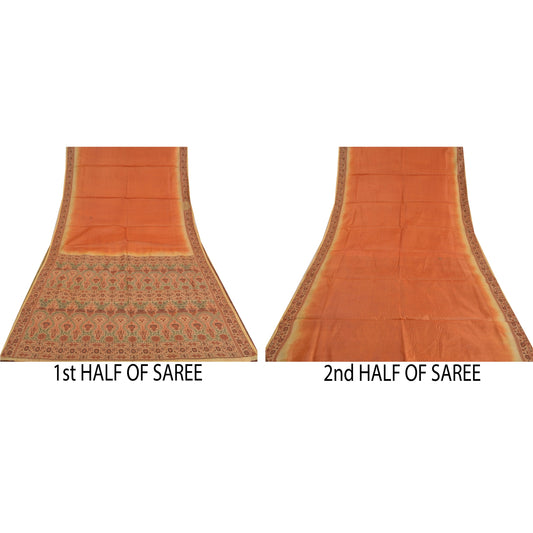 Sanskriti Vintage Indian Sari Lot of 5 Hand Beaded Sarees Assorted Fabric Decor