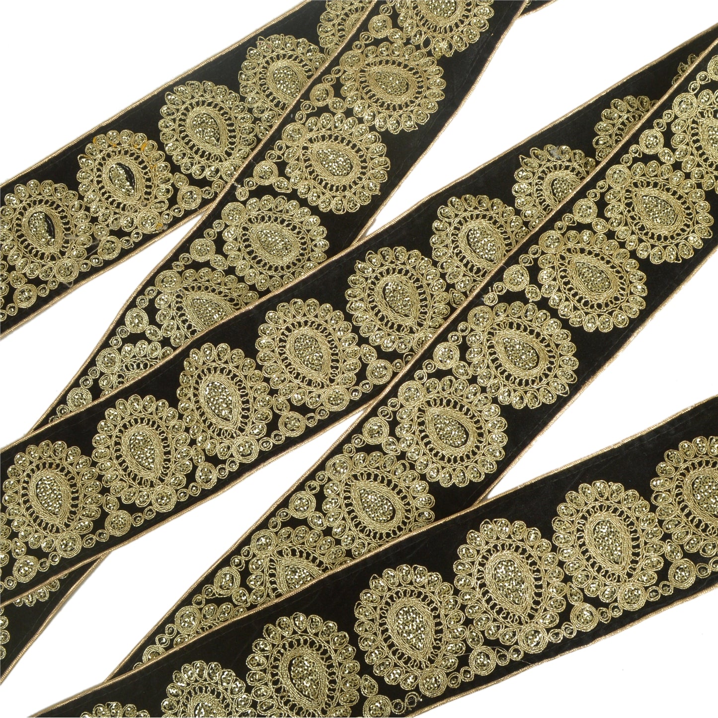 Sanskriti Embroidered Dress Border 1 YD Trim Ribbon Black Craft Decor Lace