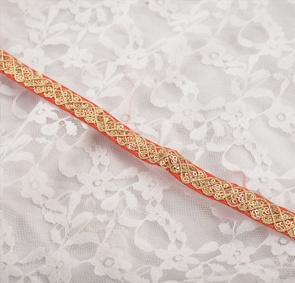 Sanskriti Embroidered Prom Dress Border 1 YD Trim Red Craft Lace Sequins Work