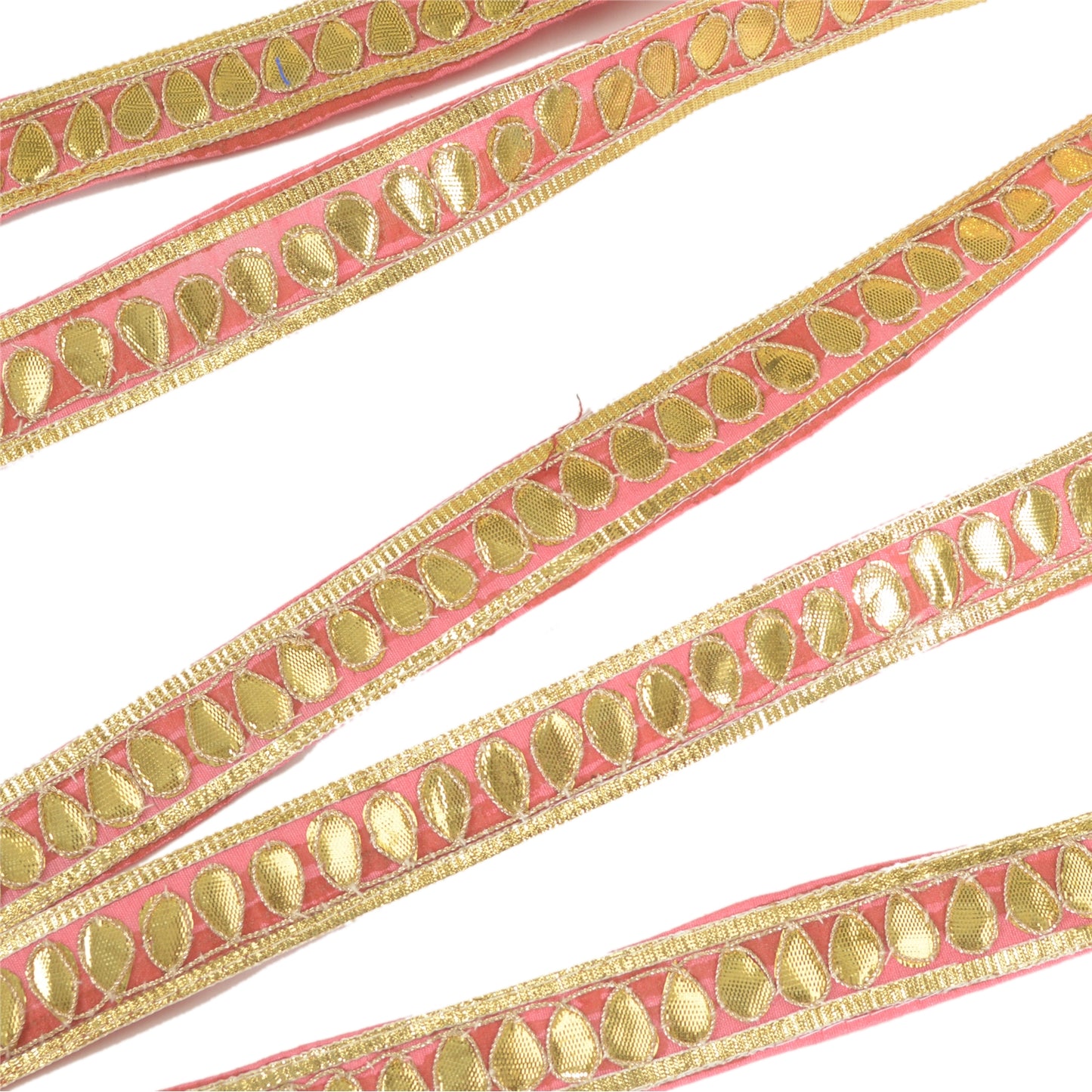 Sanskriti Embroidered Prom Dress Border 1 YD Trim Pink Craft Lace Gota Patti