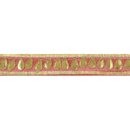 Sanskriti Embroidered Prom Dress Border 1 YD Trim Pink Craft Lace Gota Patti