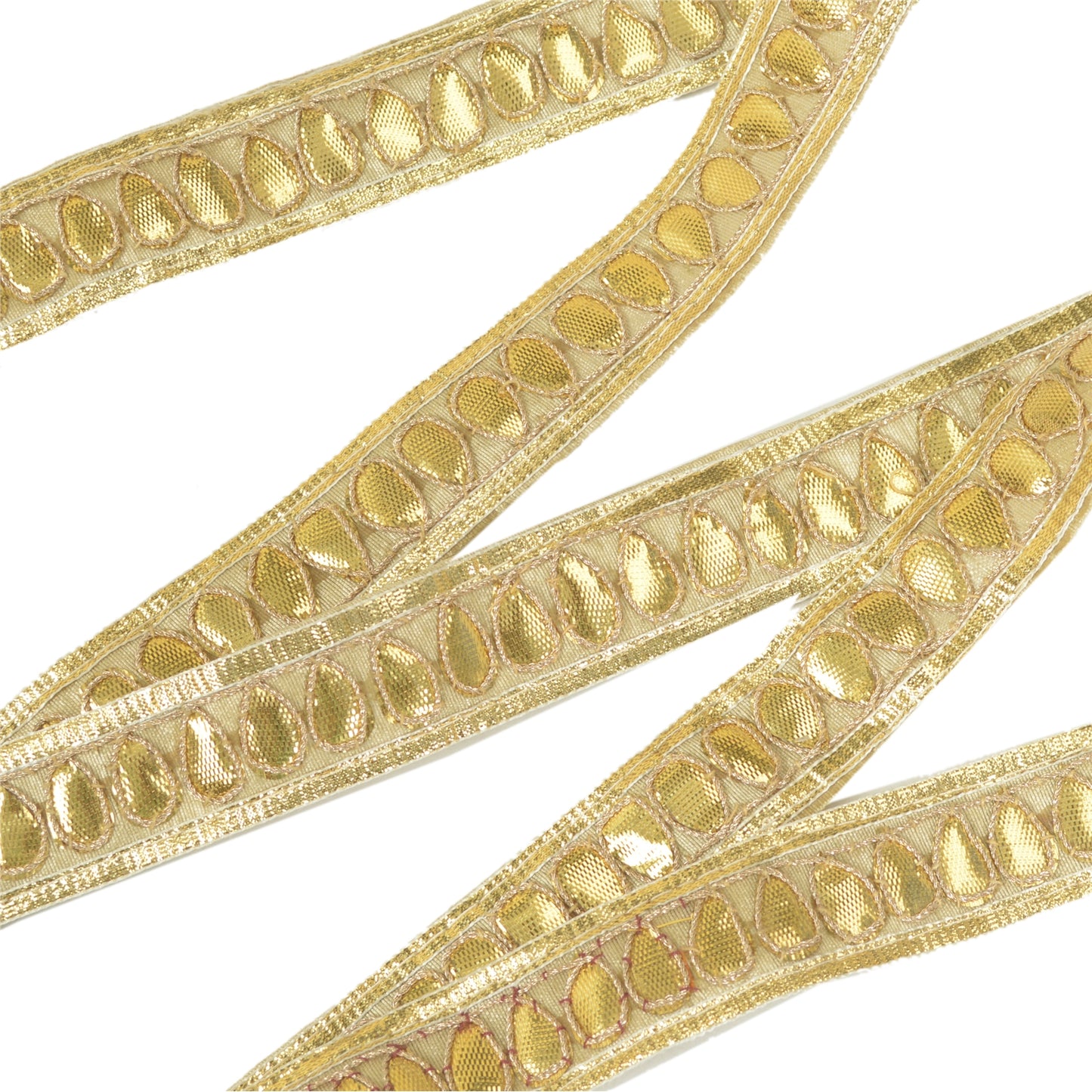 Sanskriti Embroidered Prom Dress Border 1 YD Trim Beige Craft Lace Gota Patti