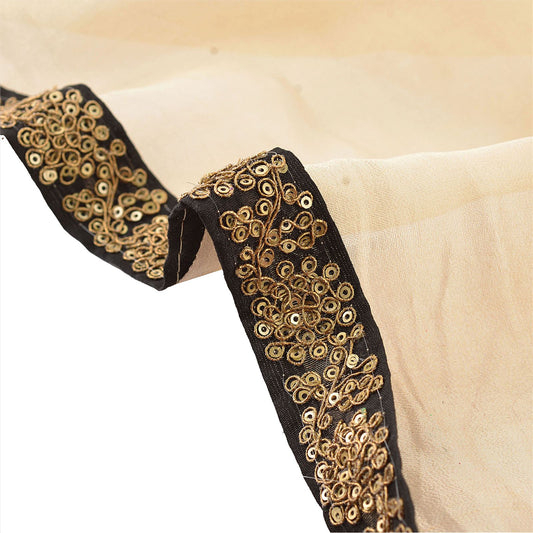 Sanskriti Hand Beaded Prom Dress Border 1 Yard Trim Black Craft Sequins