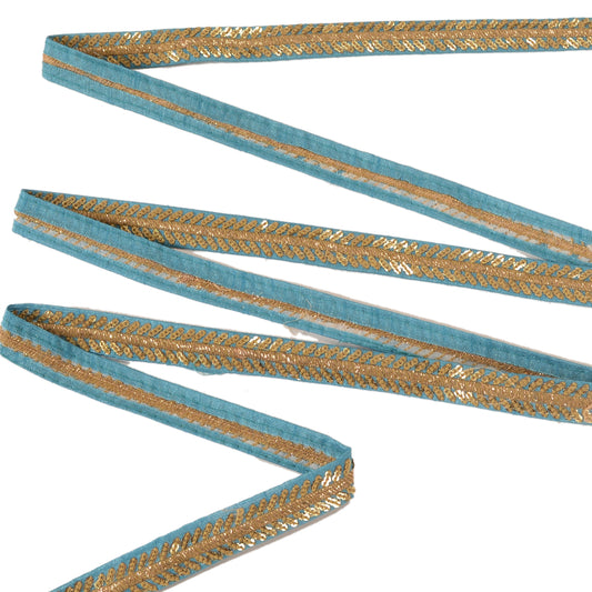 Sanskriti Embroidered Dress Sewing Border 1 YD Trim Blue Craft Decor Lace