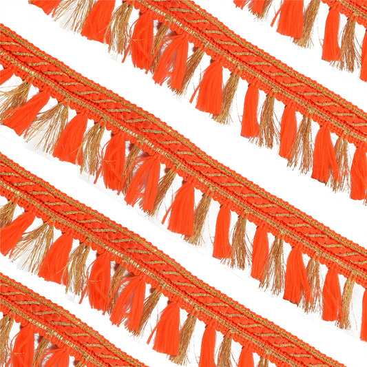 Sanskriti Embroidered Dress Sewing Border 1 YD Trim Orange Craft Decor Lace