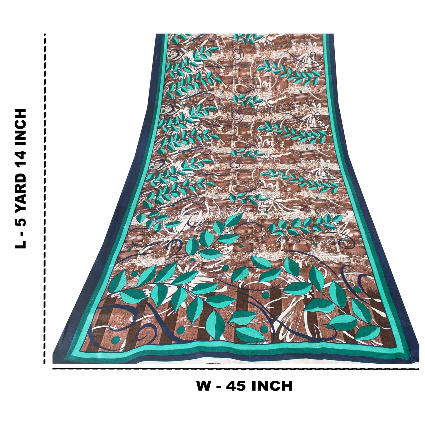 Sanskriti Vintage Brown Sarees Moss Crepe Sari Printed Floral Soft Craft Fabric