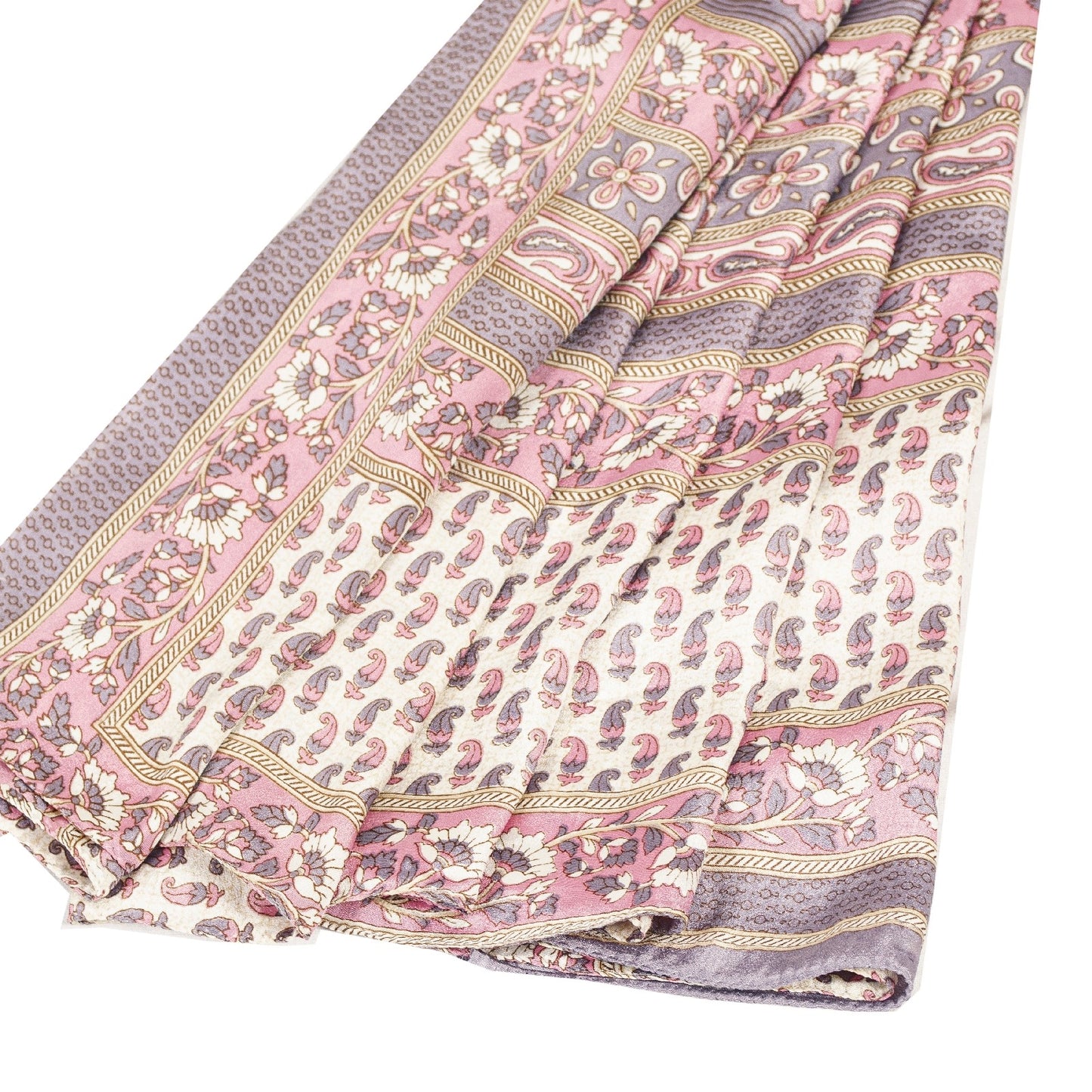 Sanskriti Vintage Sarees White Moss Crepe Floral Printed 5+yd Dressmaking Sari