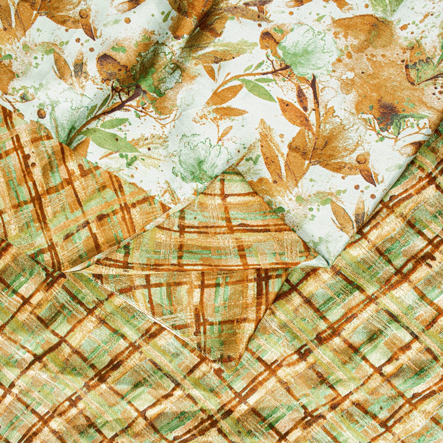 Sanskriti Vintage Sarees Craft Supplies Ivory Floral Print 5+YD Moss Crepe Sari
