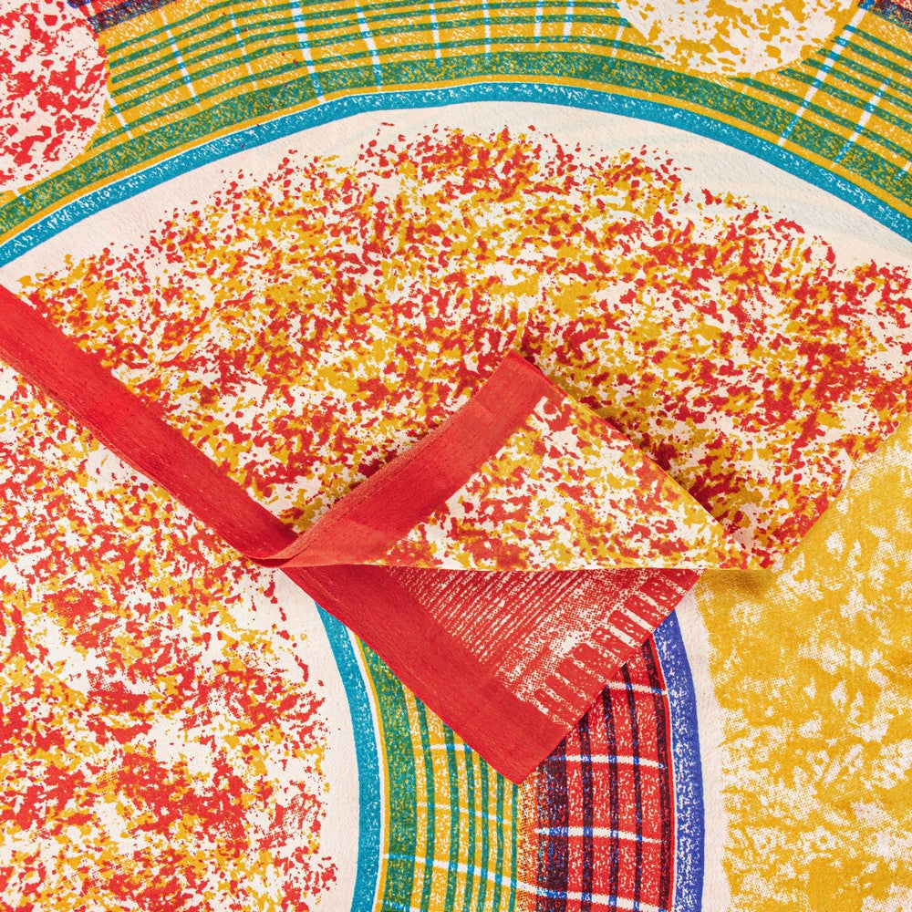 Sanskriti Vintage Sarees Craft Supplies Red Floral Print 5+YD Moss Crepe Sari