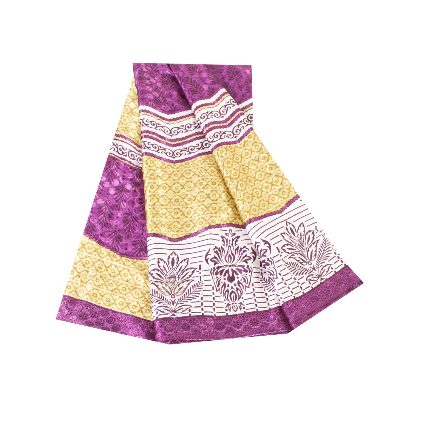 Sanskriti Vintage Indian Sarees Moss Crepe Printed Woven Sari 5+YD Craft Fabric