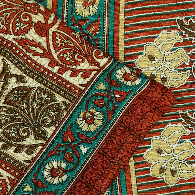 Sanskriti Vintage Indian Sarees Moss Crepe Printed Sari 5YD Soft Craft Sustainable Fabric