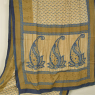 Sanskriti Vintage Sarees From India Cream Pure Cotton Printed Sari Craft Fabric