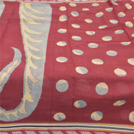 Sanskriti Vintage Sarees Red Indian Pure Cotton Printed Sari 5yd Craft Fabric