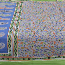 Load image into Gallery viewer, Sanskriti Vintage Sarees Grayish-Blue Pure Cotton Printed Sari 5yd Craft Fabric
