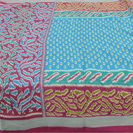 Sanskriti Vintage Sarees Blue/Purple Pure Cotton Ikat Printed Sari Craft Fabric