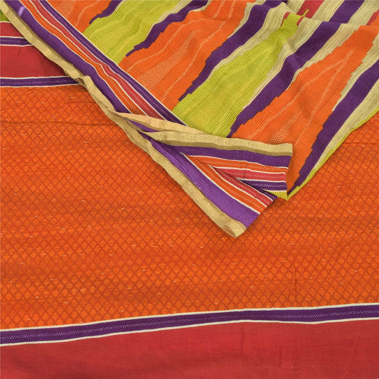 Sanskriti Vintage Sarees Indian Multi Pure Cotton Printed Sari 5yd Craft Sustainable Fabric