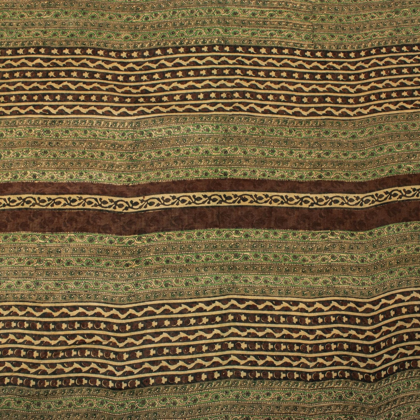 Sanskriti Vintage Saree Green Pure Cotton Hand Block Printed Sari 5+Yard Fabric