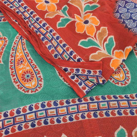 Sanskriti Vintage Sarees Multicolor Pure Cotton Printed Sari 5yd Craft Sustainable Fabric