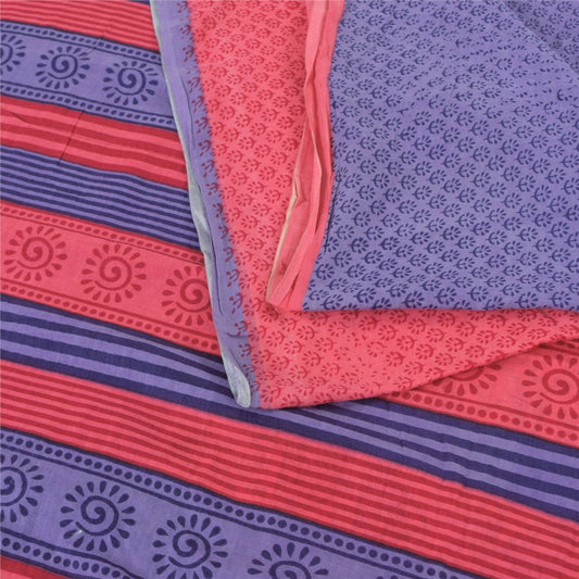 Sanskriti Vintage Sarees Indian Multi Pure Cotton Printed Sari 5yd Craft Sustainable Fabric