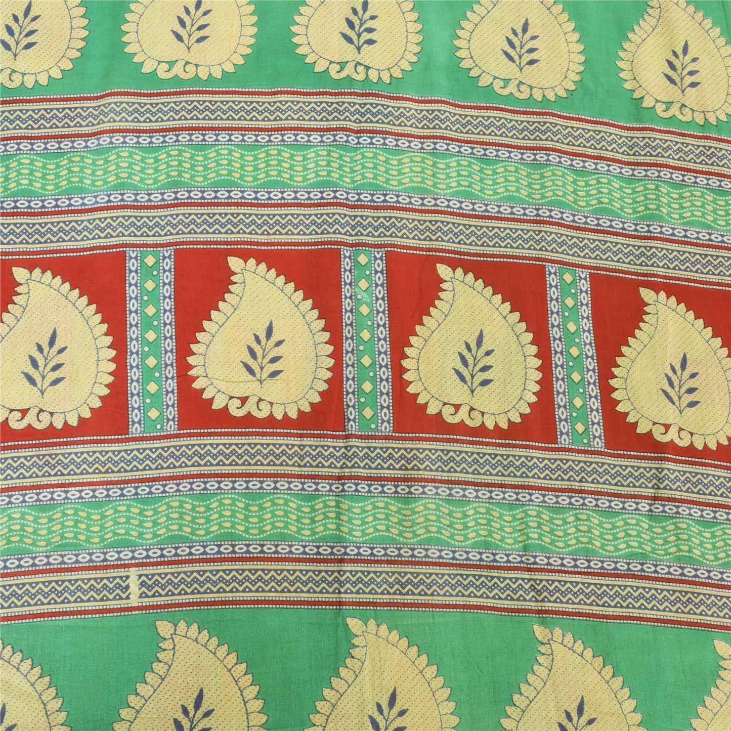 Sanskriti Vintage Sarees Indian Multi Pure Cotton Printed Sari 5yd Craft Sustainable Fabric