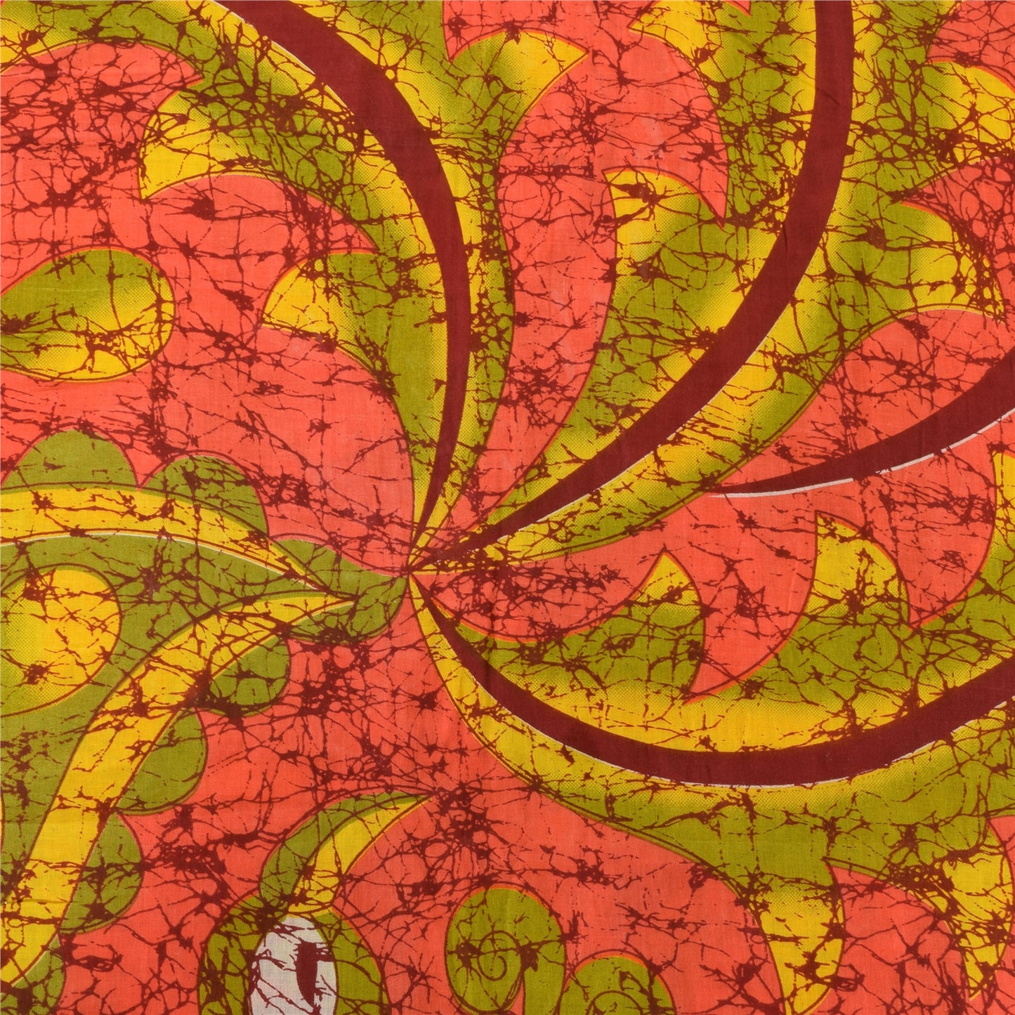 Sanskriti Vintage Sarees Pink Batik Printed Pure Cotton Sari 5yd Craft Sustainable Fabric