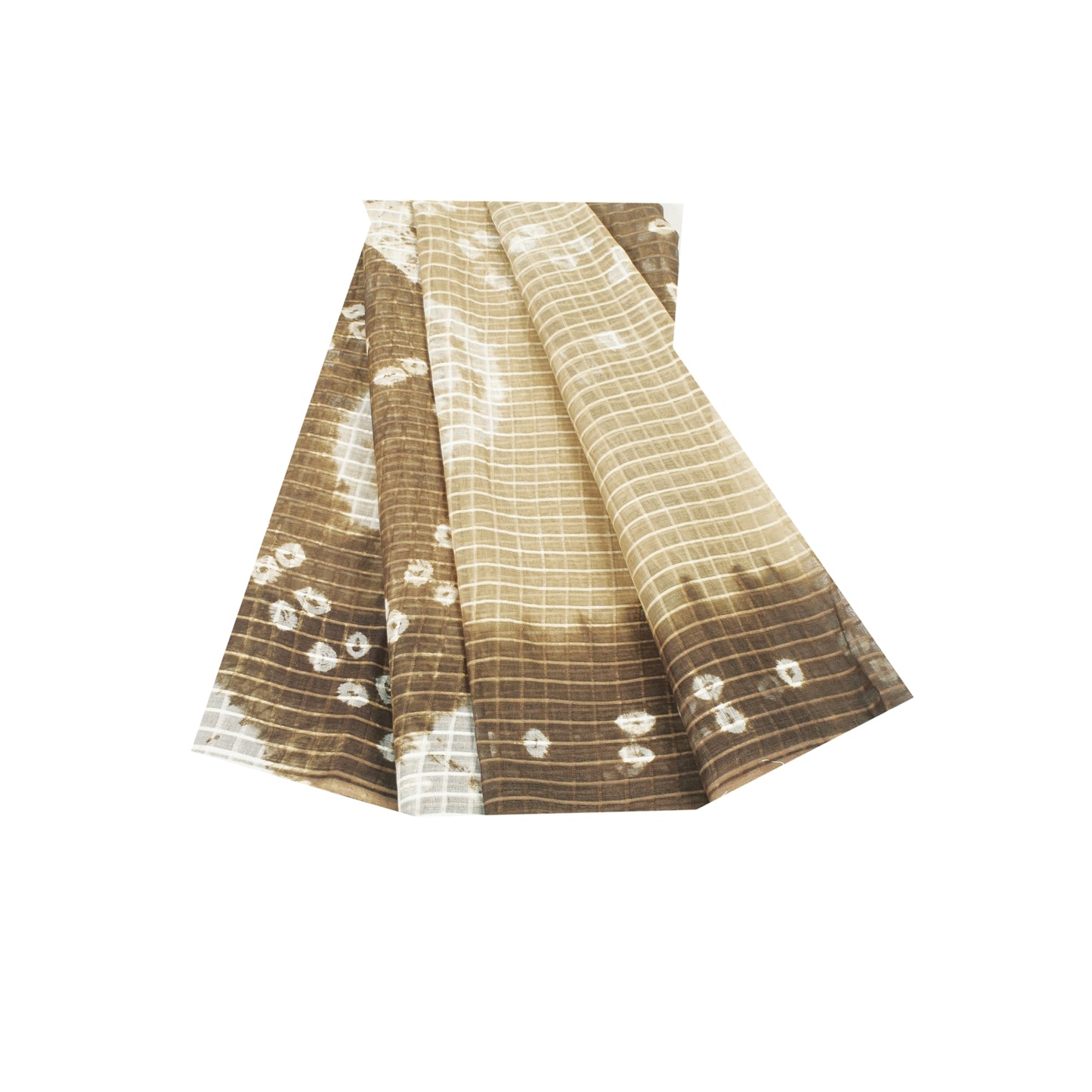 Sanskriti Vintage Sarees Brown & Off-White Tie-Dye BandhaniPure Cotton 5+YD Sari