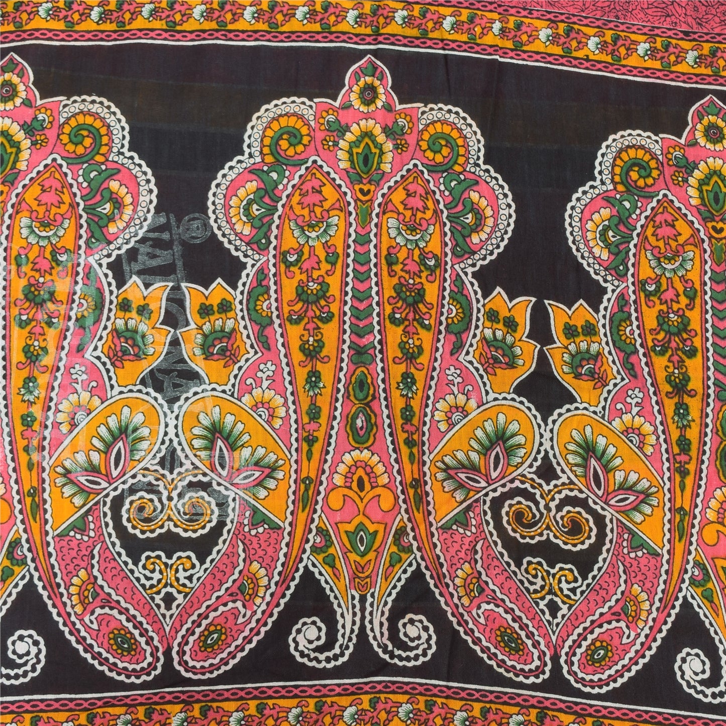 Sanskriti Vintage Sarees Indian Pink Pure Cotton Printed Sari 5yd Craft Sustainable Fabric