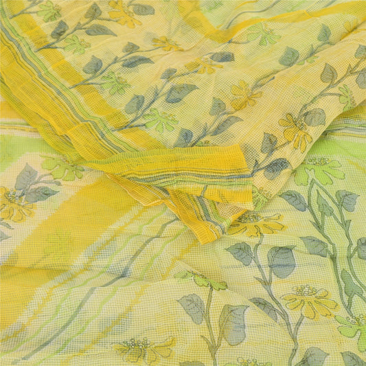 Sanskriti Vintage Sarees Kota Woven/Doria Printed Pure Cotton Sari Craft Sustainable Fabric