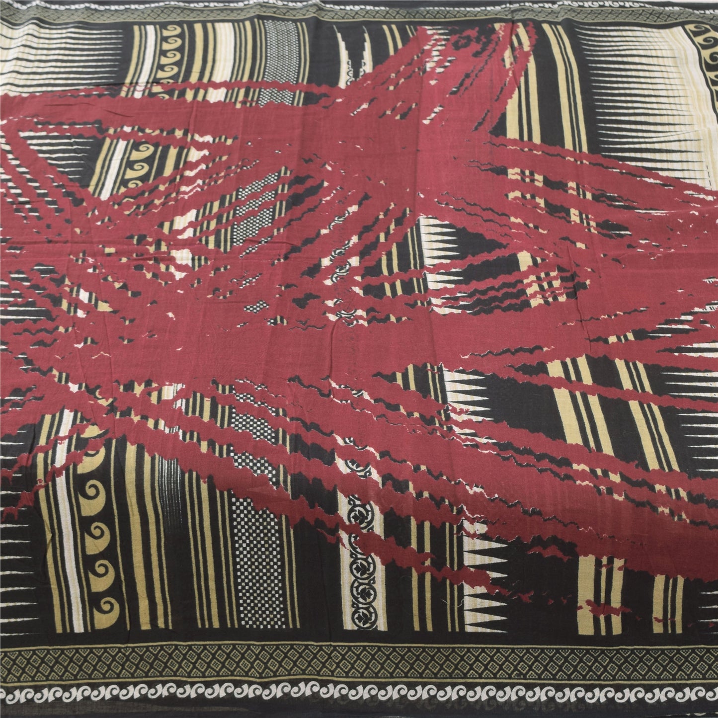 Sanskriti Vintage Sarees Indisk Sort Ren Bomuld Trykt Sari 5yd Håndværk Bæredygtigt Stoff