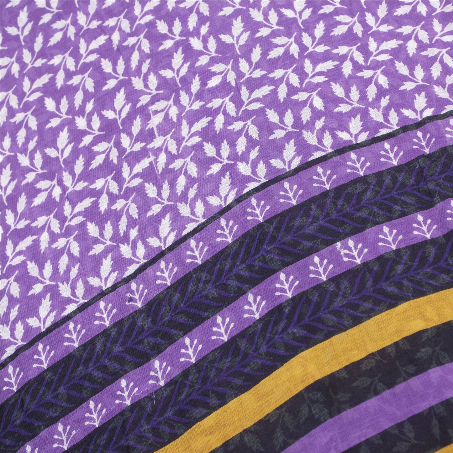 Sanskriti Vintage Sarees Purple Pure Cotton Floral Printed 5+YD Traditional Sari