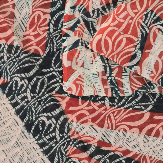 Sanskriti Vintage Sarees Dark Red 100% Pure Cotton Printed Sari 5yd Craft Sustainable Fabric