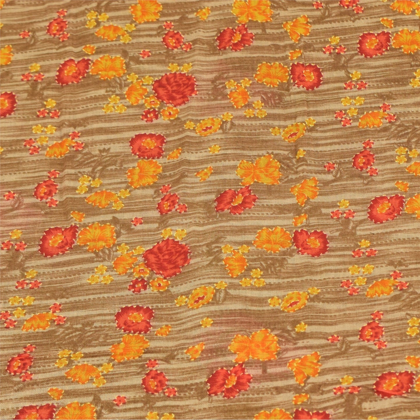 Sanskriti Vintage Sarees Green 100% Pure Cotton Printed Sari 5+yd Craft Sustainable Fabric