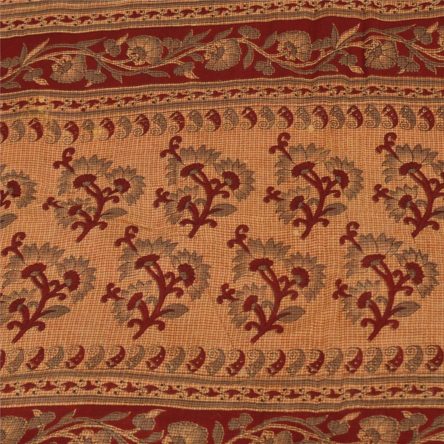 Сари Sanskriti Vintage, ржаво-оранжевое, из чистого хлопка, напечатанное сари, 5+ ярдов, ткань для рукоделия из экологически чистой ткани