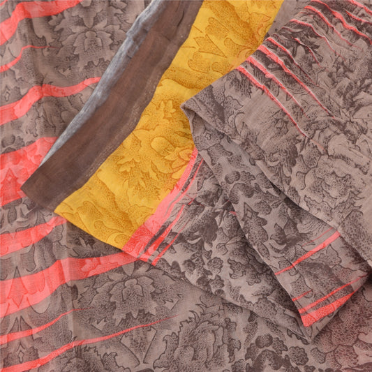 Sanskriti Vintage Sarees Multicolor Pure Cotton Printed Sari 5+yd Craft Sustainable Fabric