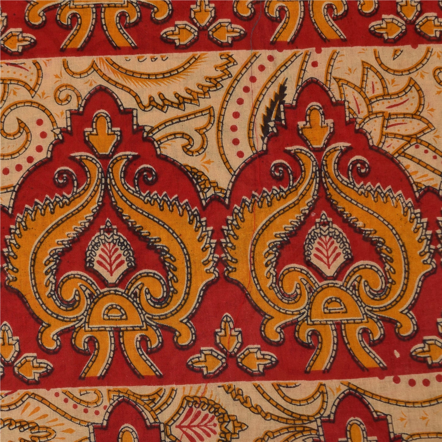 Санскритские винтажные сари персикового/красного цвета из чистого хлопка с принтом 5+ ярдов ткань для рукоделия из экологически чистой ткани