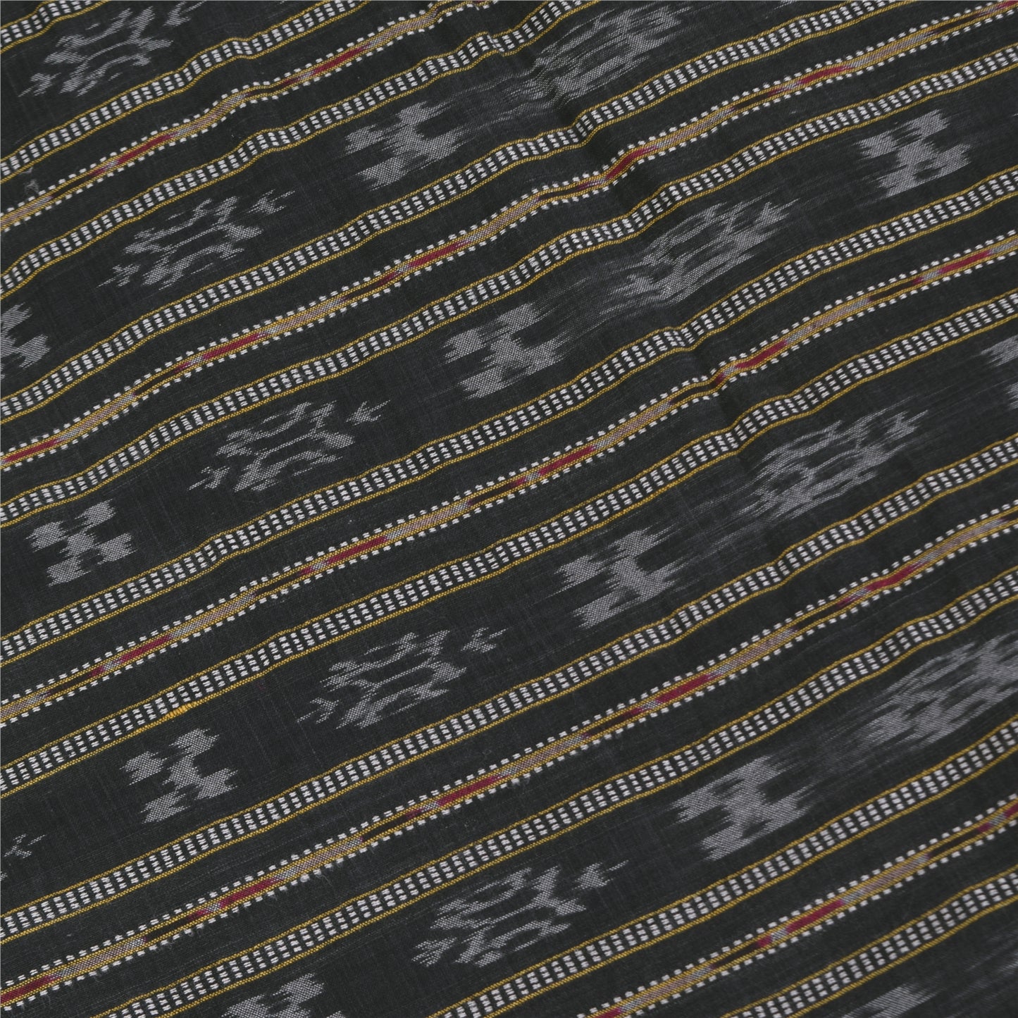 Sanskriti Vintage Sarees GreenIkat Handwoven Odisha Pure Cotton Sari 5+yd Sustainable Fabric