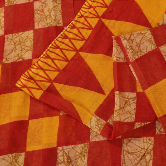 Sanskriti Vintage Sarees Multicolor Pure Cotton Printed Sari 5+yd Craft Sustainable Fabric